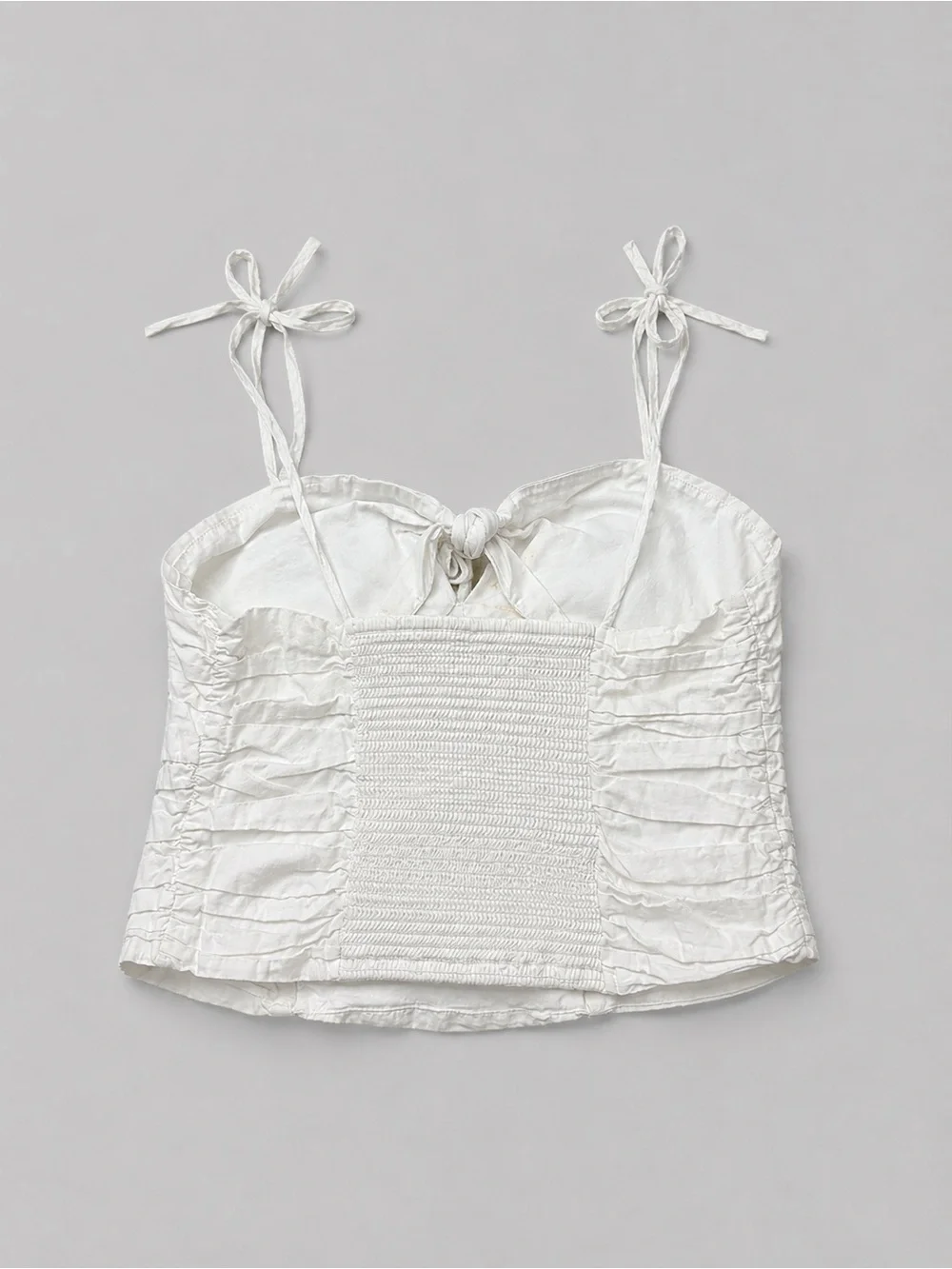 Free People Women's White Ruched Tie-Strap Crop Top Adjustable Straps Size Small